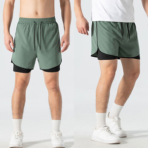 Pantalones cortos de poliéster para correr para hombre, pantalones cortos bordados para exteriores, pantalones cortos de malla para correr, entrenamiento atlético, gimnasio - Product Image 6