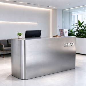 Comptoirs de réception sur mesure en acier inoxydable, bureaux d'accueil en métal, tables de réception modernes pour salons de coiffure, instituts de beauté, bureaux, halls d'hôtels - Product Image 3