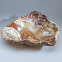 Bol en marbre onyx multicolore poli de haute qualité, centre de table décoratif pour cuisine et salle à manger, 100% naturel, classique
