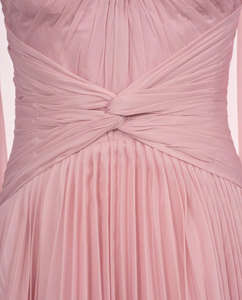 Robe de soirée élégante plissée en douceur rose féminin, fabriquée au Vietnam avec des options OEM/ODM personnalisables disponibles - Product Image 5