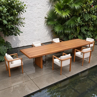 Ensemble de salle à manger d'extérieur en teck résistant aux UV, ensemble de fauteuils pour hôtel, resort, terrasse, fabrication sur mesure