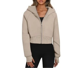 เสื้อฮู้ดมีซิปแขนยาวสำหรับผู้หญิงเสื้อครอปแบบลำลอง - Product Image 3