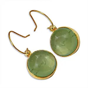 Pendientes de Mujer con Baño de Oro y Gema Verde para Uso Diario, Joyería de Moda - Product Image 1