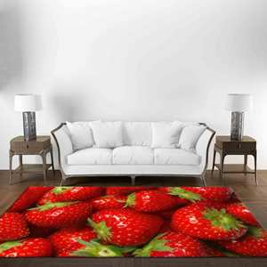 Tapis imprimé fraise - Tapis de cuisine moderne rouge, tapis doux non tissé - Product Image 3