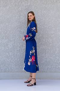 2025 attrayant Boho col en v 100% coton Maxi robe Vintage lourde broderie travail à manches longues mi-longueur dames Maxi robe - Product Image 2