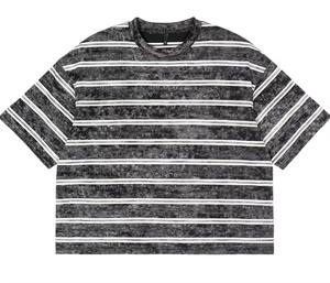 เสื้อยืดสไตล์วินเทจ แนวสตรีทแฟชั่น ลายทาง ทรงหลวม ทรงบ็อกซี่ แขนสั้น ลุคย้อนยุค สำหรับผู้ชาย - Product Image 5