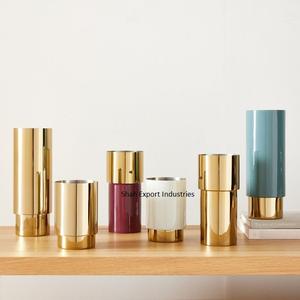 Florero de Latón Chapado en Oro y Plata Brillante para Decoración de Flores Frescas en Mesa de Hogar y Oficina - Product Image 3