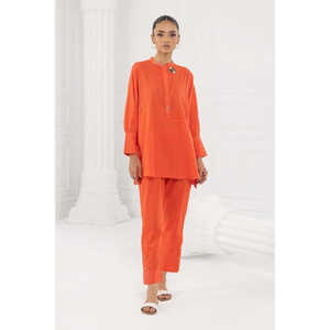 เสื้อทูนิคผ้าแจ็คการ์ดย้อมสีสนิมสำหรับผู้หญิง - Product Image 4