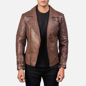 Compre Chaqueta de Motociclista de Cuero Personalizada, Cuello Camisero, Cierre de Cremallera, Corte Ajustado, Largo Regular, Estilo Personalizado - Product Image 2