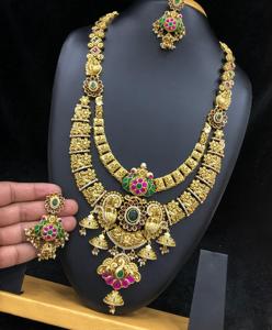 Premium Polish Premium Quality Design CZ AD Stones <b>Gold</b> Plated <b>Necklace</b> <b>Set</b> With <b>Earrings</b> For Wedding Collection - Product Image 3