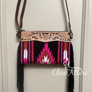 กระเป๋าสะพายข้างหนังแอซเท็กทรงตรงแบบมีสไตล์วินเทจหลากสี - Product Image 1