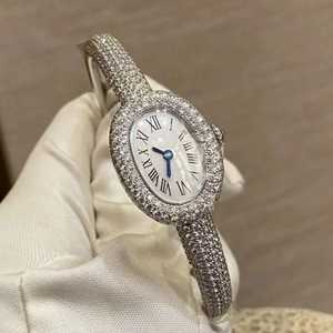 Montre pour femme en argent 925 entièrement sertie de moissanite, style hip-hop, boîtier ovale, chiffres romains, bracelet luxueux pour femme - Product Image 4