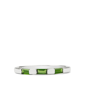 Chrome Diopside Stacker Ring Green Gemstone Three Stone 0.50 Carat 2x22mm 925 Sterling Silver Stackable <b>Evermore</b> Collection - Product Image 3