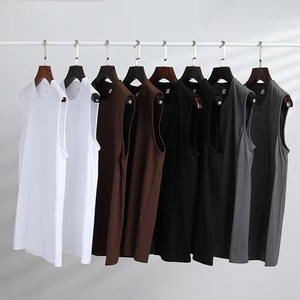 Chalecos de hombre con logotipo personalizado, Chaleco de punto de algodón de alta calidad, sin mangas, informal, transpirable, para deportes, camiseta sin mangas de Color sólido - Product Image 5