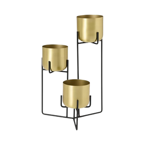 Ensemble de 3 pots de fleurs dorés, design simple, pour décoration extérieure et événements – Vente flash - Product Image 1