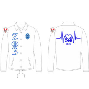 เสื้อแจ็คเก็ตปักลาย Zeta Phi Beta Sorority สำหรับผู้หญิง สไตล์กรีก แบบสั่งทำพิเศษ |   เสื้อแจ็คเก็ตโค้ชปักลาย ZPB Sorority สำหรับสุภาพสตรีแบบสั่งทำพิเศษ - Product Image 2