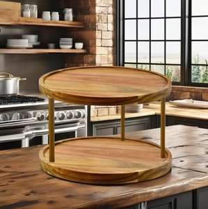 2-Tier rustica verticale portaoggetti <span class=keywords><strong>Lazy</strong></span> <span class=keywords><strong>Susan</strong></span> Spice Organizer per riporre cucina piano pranzo soggiorno - Product Image 6