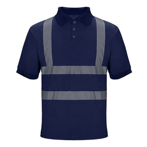 Polo de sécurité haute visibilité personnalisé pour homme, 100 % coton, manches courtes, vêtement de travail réfléchissant, longueur longue, t-shirts de sécurité solides - Product Image 3