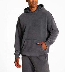 Custom Full Zip Up Hoodie And Short <b>Sets</b> Two Piece Acid Stone Washed Sweatsuit Distressed <b>Embroidery</b> Tracksuit For Men - Product Image 3