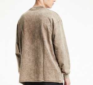 Sweatshirts en coton surdimensionnés personnalisés lavés à l'acide en coton pour hommes - Product Image 3