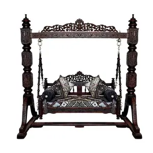 皇家印度焦特布尔手工雕刻木制秋千Jhoola印度古董复制家具