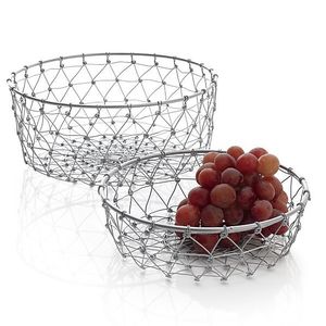 Cesta de frutas de metal con diseño de desplazamiento artístico con mango de alambre en bucle y amplia apertura para una elegante presentación de frutas en casa - Product Image 3