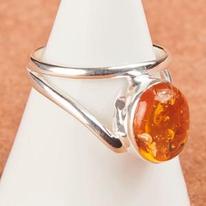 Anillo de regalo de aniversario de estilo clásico de Plata de Ley 925 hecho a mano, piedra preciosa de ámbar Báltico Natural con diamante de corte ovalado para boda - Product Image 3