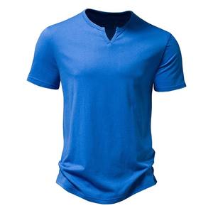 Camiseta de Verano para Hombre, Marca de Calidad, Cuello en V, Diseño Moderno, Corte Ajustado, Camisetas Sólidas, Tops Masculinos, Camisetas de Manga Corta para Hombre - Product Image 1