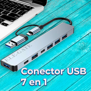 Docking Station a 7 Porte Type-C con 2 X USB 3.0, 3 X USB 2.0, 1 X USB C/DC, Adattatore di Uscita Type C Incluso - Product Image 3