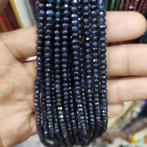 Collar de Zafiro Azul Facetado en Forma de Rondelle de 4 mm, Collar de Cuentas de Zafiro Natural, Joyería de Piedra Natal de Septiembre, Regalo para Ella - Product Image 2