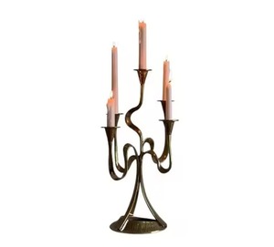 Bougeoir doré antique pour décoration de mariage Support de table de décoration de maison en métal de luxe - Product Image 6