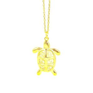 Collier tortue en argent sterling 925 plaqué rhodium, chaîne géométrique tendance en forme de chiffre avec diamant en acier inoxydable - Product Image 3