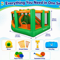 Château gonflable Doctor Dolphin avec toboggan et piscine à balles pour 4 enfants, en tissu Oxford 420D+840D, structure de jeu gonflable d'extérieur avec protection