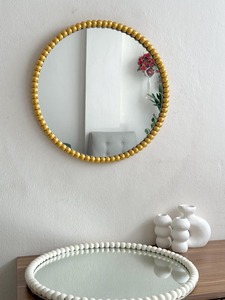European Vintage <b>Hanging</b> <b>Mirror</b> Resin Oval Small <b>Wall</b> <b>Mirror</b> for Bedroom Living-Room Dresser Decor with Sculpture Pattern Model - Product Image 3