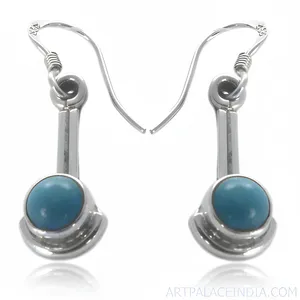 Boucles d'oreilles pendantes vintage en argent sterling 925 avec turquoise, perle d'eau douce en or 18 carats, pendentif pour femme, bijoux à gouttes - Product Image 3