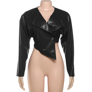 เสื้อแจ็คเก็ตหนัง PU แฟชั่นปี 2025 สไตล์ดรอปชิป ไซส์อเมริกา สำหรับผู้หญิง ทรงครอปท็อป เท่ๆ สไตล์สาวคูล - Product Image 3