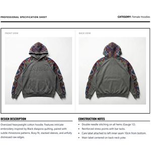 Sweat à capuche streetwear pour femme en molleton de coton polyester 500 g/m², broderie 3D, design doublé de strass, service OEM en gros - Product Image 6