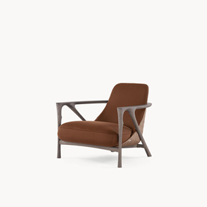 Fauteuil de salon moderne de luxe en teck massif, avec accoudoirs capitonnés à motif losanges, canapé individuel rembourré pour salon et hôtel - Product Image 1