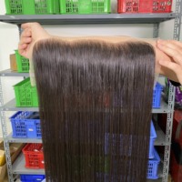 Extensions de cheveux naturels 100% lisses, noirs, avec dentelle transparente HD de haute qualité, frontales 12x4 13x4, de l'oreille à l'oreille, double trame, fabriquées à la machine
