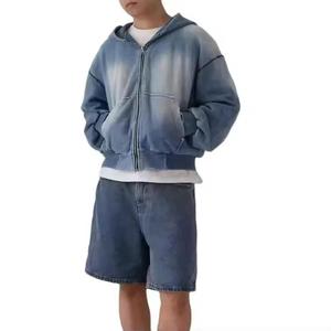 Heavyweight Knitted 100% Cotton Solid Zipper-Up Winter Hoodie Regular Fit OEM Service - Product Image 1