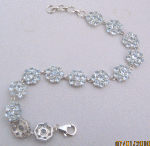 Elegant <b>Sterling</b> <b>Silver</b> Aquamarine Crystal <b>Bracelet</b> with 16.35 Carat Stones and 8.00 Inch Length for <b>Women</b> - Product Image 1