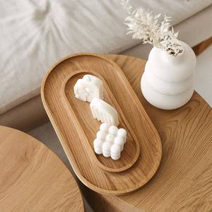 Plateau décoratif circulaire en bois moderne fait main forme ovale intérieure élégante comme pièce maîtresse circulaire intrigante pour les fêtes - Product Image 4