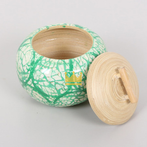 Precio barato tarro de bambú con incrustaciones de nácar o cáscara de huevo de alta calidad de la naturaleza que exporta artesanías vietnamitas - Product Image 2