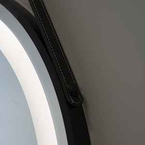 60cm <b>Round</b> Backlit LED <b>Mirror</b> with <b>Black</b> Frame and Strap - Product Image 3