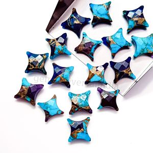 Mohave Turquoise Ninjaรูปดาวอัญมณีลูกปัดหลวมทองแดง Turquoise มือแกะสลักอัญมณีลูกปัดสําหรับเครื่องประดับทํา,12 มม. - Product Image 2