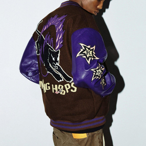 Mejor diseño de tendencia Venta caliente de alta calidad Logotipo personalizado Impresión Hombres Manga larga Stand Collar Hombres Varsity Jacket Wear - Product Image 3