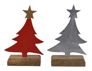 IHA Luxurious Handicraft Heart-Shaped Aluminum Red Silver Long Medium <b>Christmas</b> <b>Tree</b> Decorations <b>Tabletop</b> Base Home Decor - Product Image 5