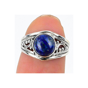 Bleu Lapis Lazuli Gemstone Bague en argent Bijoux faits à la main 925 Bijoux en argent sterling massif Fournisseur Bague à vendre au meilleur prix - Product Image 1