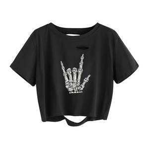 Camisetas Cortas de Corte Regular para Mujer, Camisetas Cortas Holgadas con Efecto Desgastado, Camisetas Vintage de Manga Corta, 100% Algodón Orgánico - Product Image 1