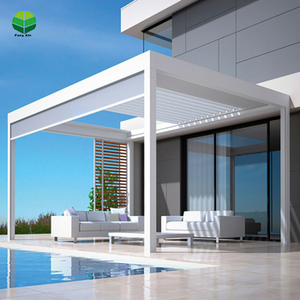 Pergola de jardin à ouverture électrique et étanche en aluminium avec lumière LED - Product Image 3